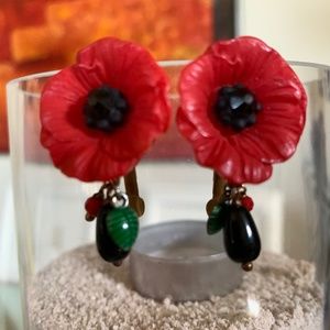 Italian Handmade Red Poppy Seeds Earrings